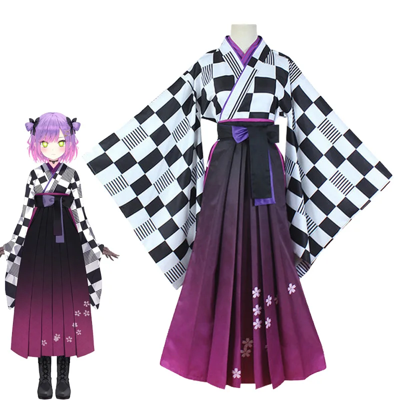 

NIJISANJI VTuber Tokoyami Towa Cosplay Kimono Set Hololive Production Youtuber Tokoyami Towa Wafuku Outfits
