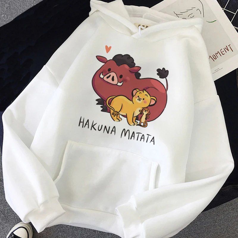Disney Hakuna Matata divertida Simba Anime Sudadera con capucha mujer el Rey León Kawaii sudadera gráficos Harajuku mujer Sudadera con capucha