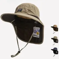 Unisex Summer Wide Brim Waterproof and Quick-drying Panama Caps Outdoor Visor Bucket Hats Mesh Breathable Sun Hat with Neck Flap 1