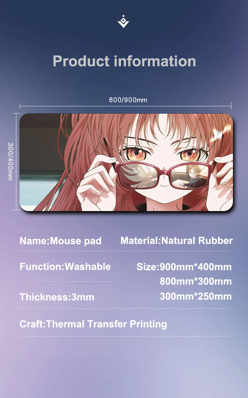 Anime The Girl I Like Forgot Her Glasses Mouse Pads Mie Ai Komura Kaede Large Mousepad Computer Padding Accessories Desk Mat XXL