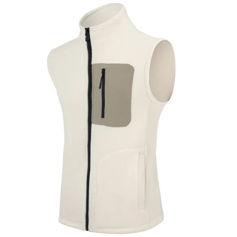 Men Autumn Winter Outdoor Polar Fleece Vest Pure Color Multiply Pockets Vest Jacket Thick Warm Cold-Proof Vesty Dropshipping
