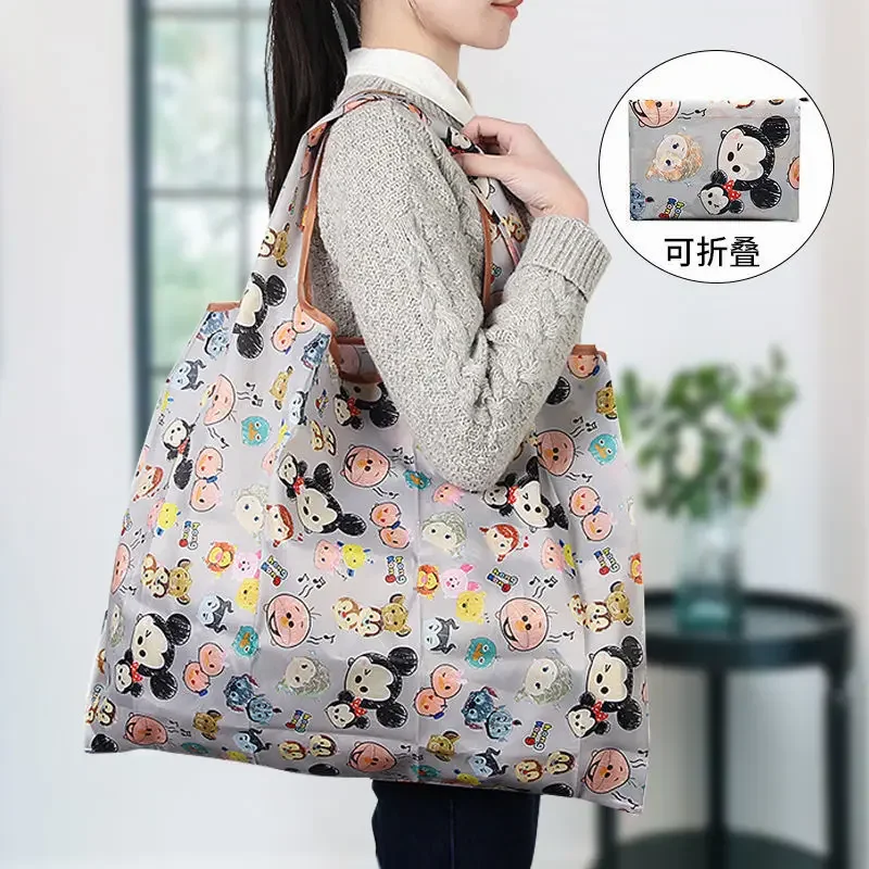 Sac fourre-tout Disney Stitch pour femme, sacs à provisions animés, sac de rangement pliable, sacs à main de grande capacité, Winnie l'ourson, tureMouse