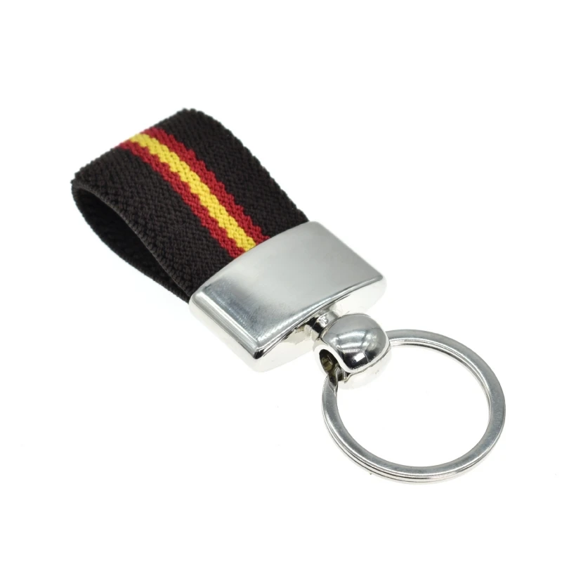 BDM-Spain keychain for man and woman, fabric with blue background an original gift. Fashion amis silver color key ring
