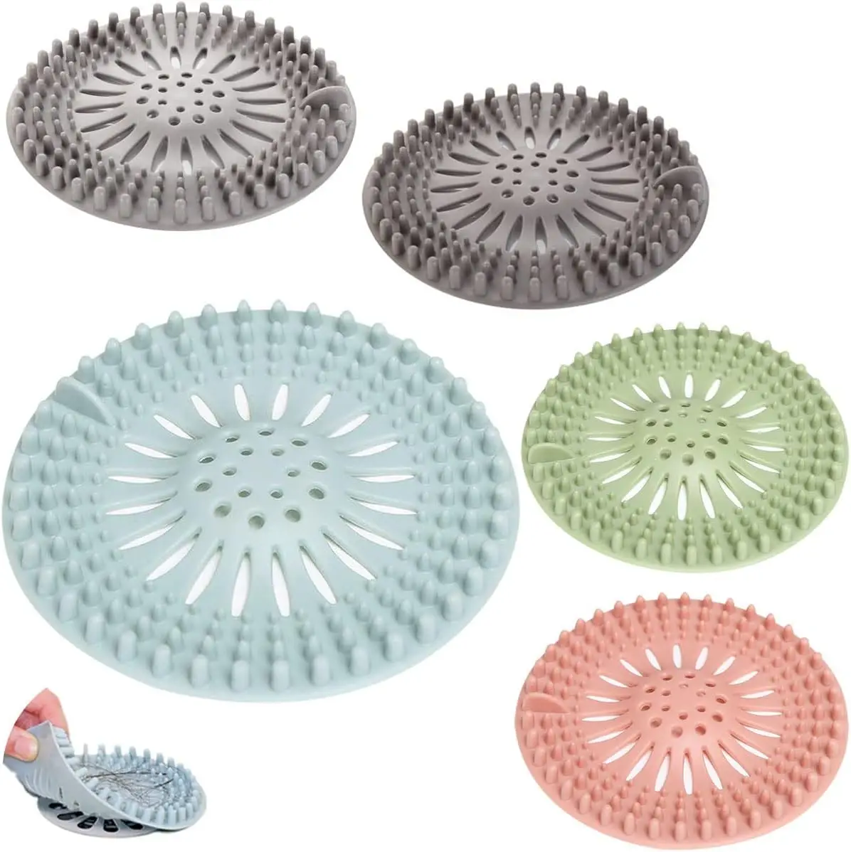 10pcs Hair Filter Sink Anti-blocking Strainer Bathtub Shower Floor Drain Stopper TPR Kitchen Deodorant Plug Bathroom Accessories