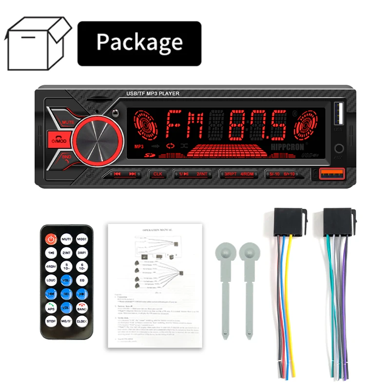 Car 1din Radio Stereo Digital Bluetooth MP3 Player FM Stereo TF Card USB AUX Inp