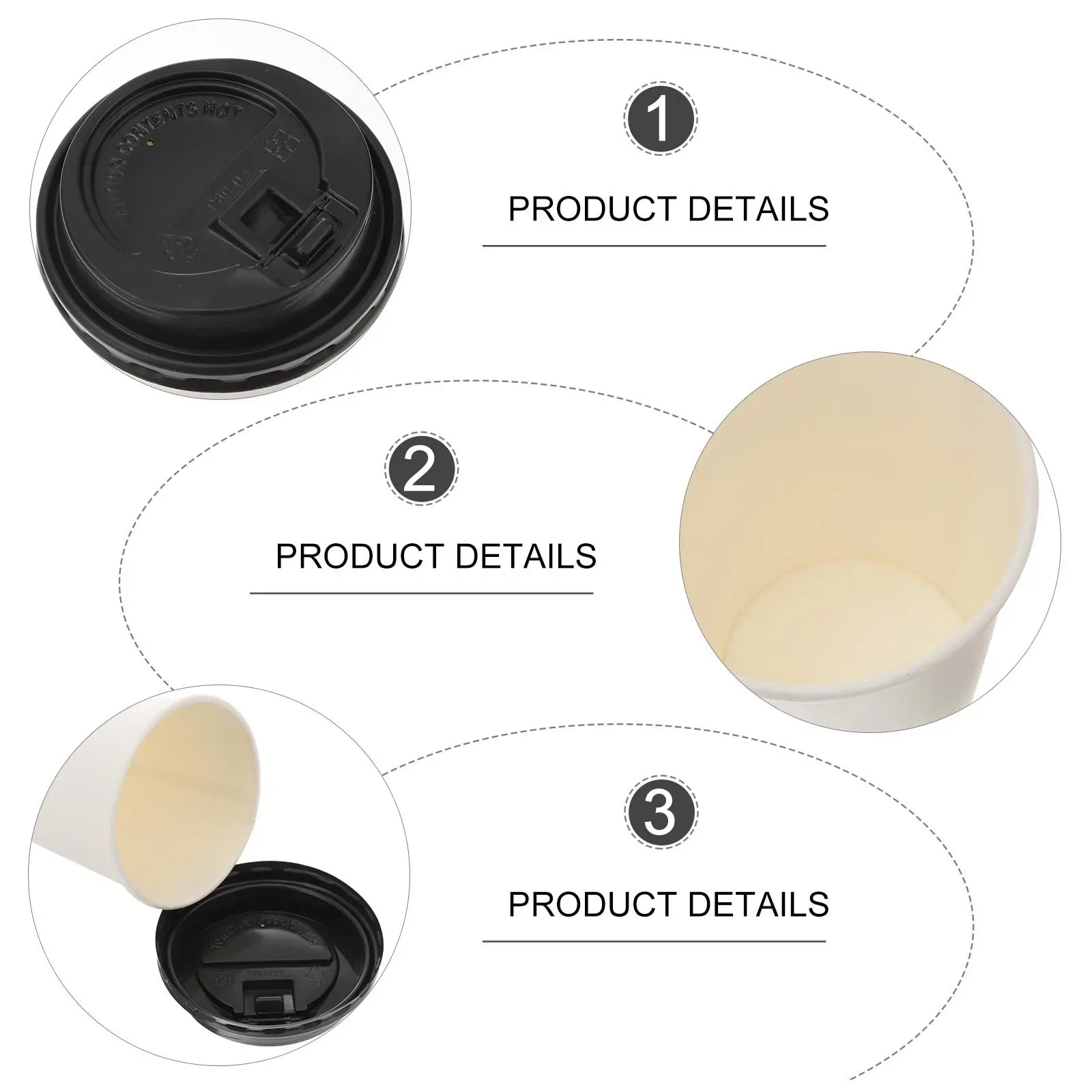 50 Pcs Paper Coffee Cup Disposable Cups With Lids Takeaway Cups Treated Paper Catering Supplies Dining Material