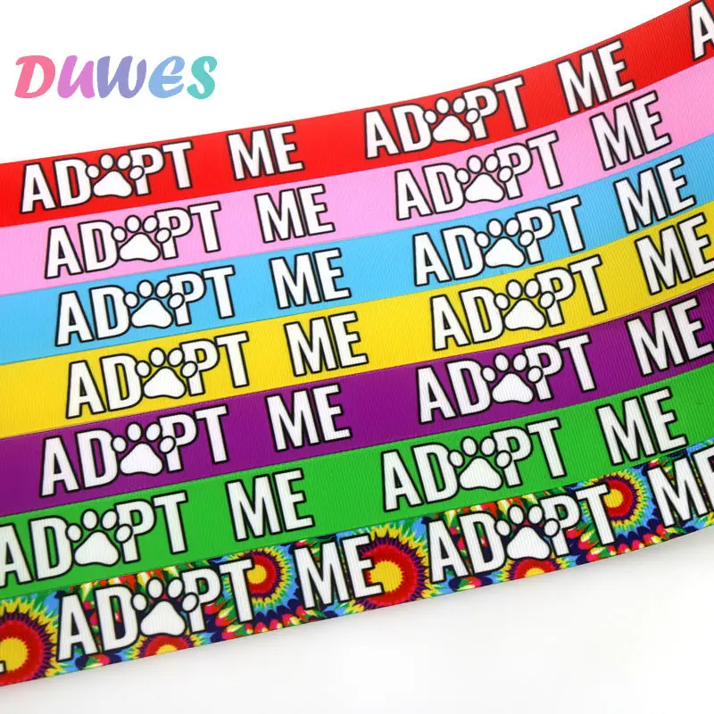 DUWES 50 ярдов корсажная лента с принтом Adopt Me Dog аксессуары материал головные уборы