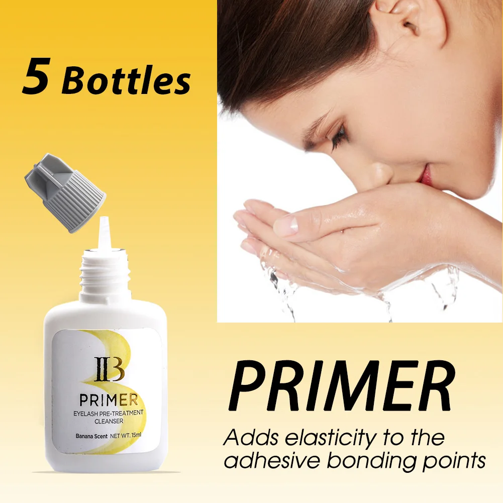 

LOGO Design IB Primer 15ml Eyelash Pre-treatment Cleanser False Eyelash Extension Glue Primer Professional Beauty 5 Bottles