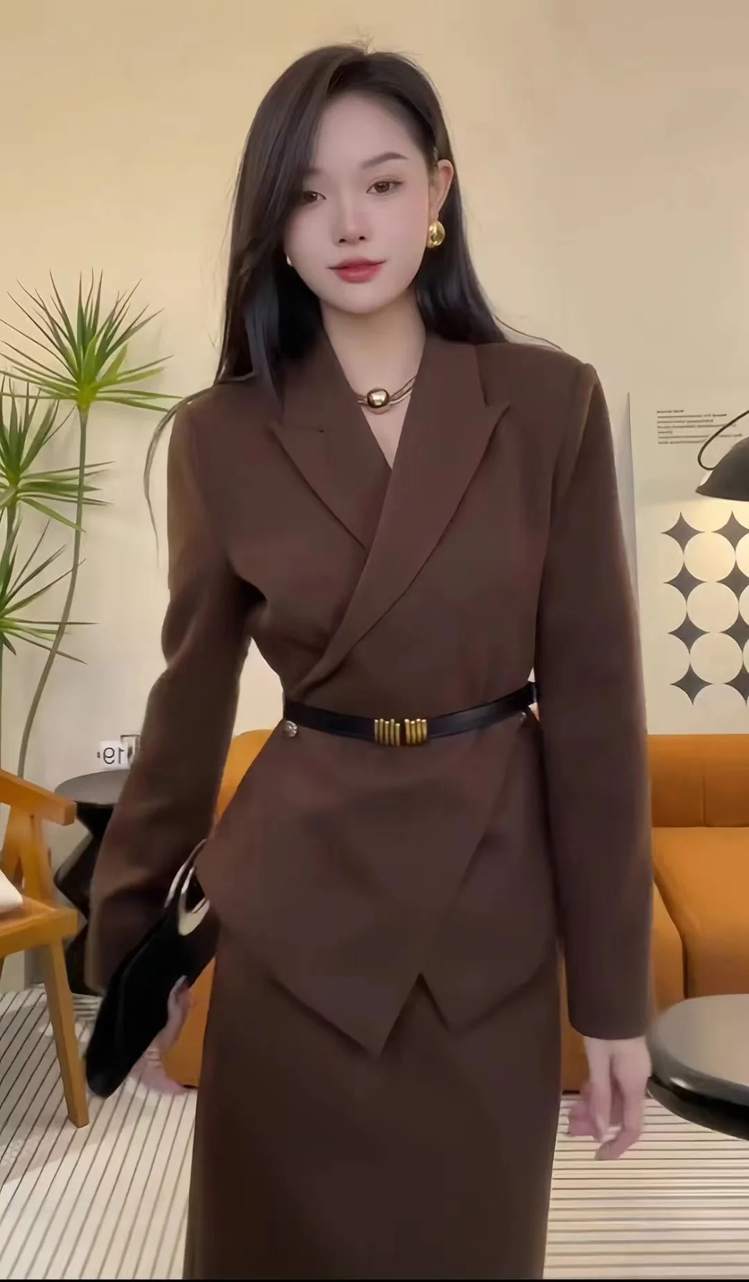 

UNXX Professional Suit High-End Elegance Goddess Style Blazer Jacket and High Waisted Pencil Skirt Two-Piece Set for Women Girl