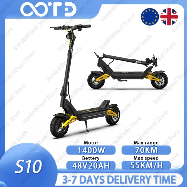 Trottinette électrique pour adultes OOTD S10 1400W 55 km/h, 48V20Ah, autonomie de 70 km, pneus de 10 pouces, suspension avant/arrière et application, pliable pour les trajets quotidiens 1