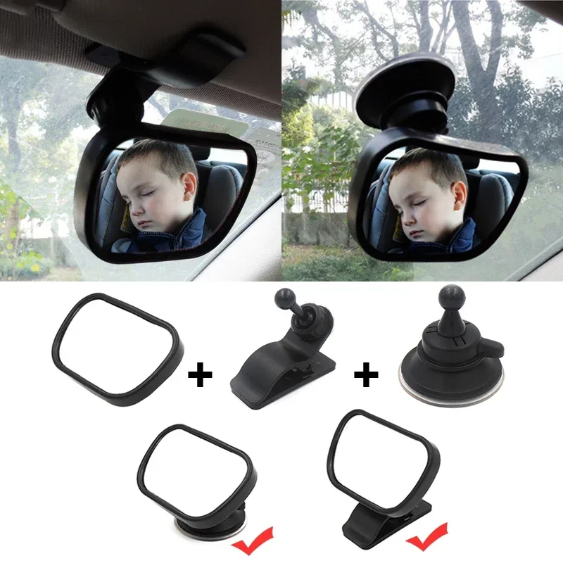 Baby Mirror 2 in 1 Monitor Car Accessories Mini Children Rear Convex Mirror Car Back Seat View Adjustable Auto Kids