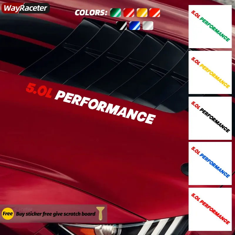 5.0L Performance Style Car Hood Decal Bonnet Body Rear Trunk Fender Sticker Per Ford Mustang F150 American Muscle Models Camaro