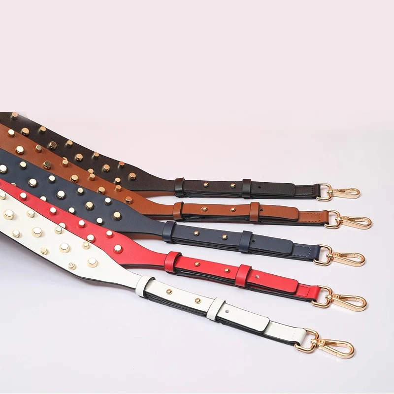 Leather Bag Replacement Strap Adjustable Metal Rivet Handbag Shoulder Straps Bag Belt Handle Crossbody Purse DIY Accessories