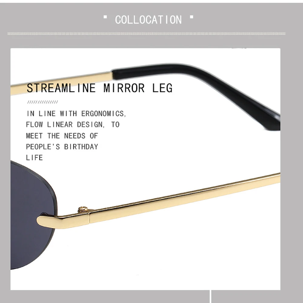 KLASSNUM Damen Y2K Ovale Sonnenbrille Randlos 2025, trendiger UV400-Schutz, Okular, Herrenmode, Sonnenbrille, Outdoor-Farbgläser – Detail 9