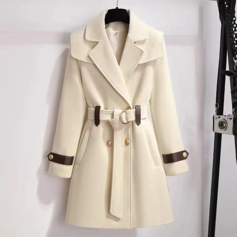 2023 Winter New Women Woolen Overcoat Mid Length Version Jackets Thicken Warm Outwear Loose Fashion Outcoat Slimming Top