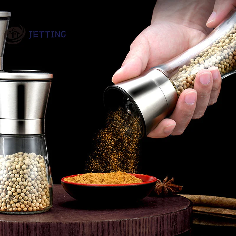 1PC Manual Salt Pepper Grinder Seasoning Bottle Jar Stainless Steel Spice Grinder Salt Shaker Kitchen Mills Accessories
