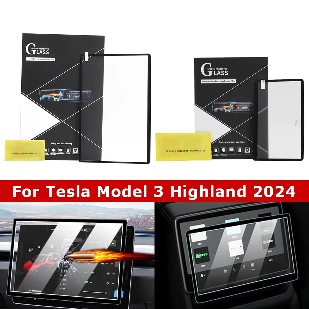 

Car Screen Tempered Glass Protector Film For Tesla Model 3 Highland 2024 Model3+ Accessories Navigator Touch Display HD Film