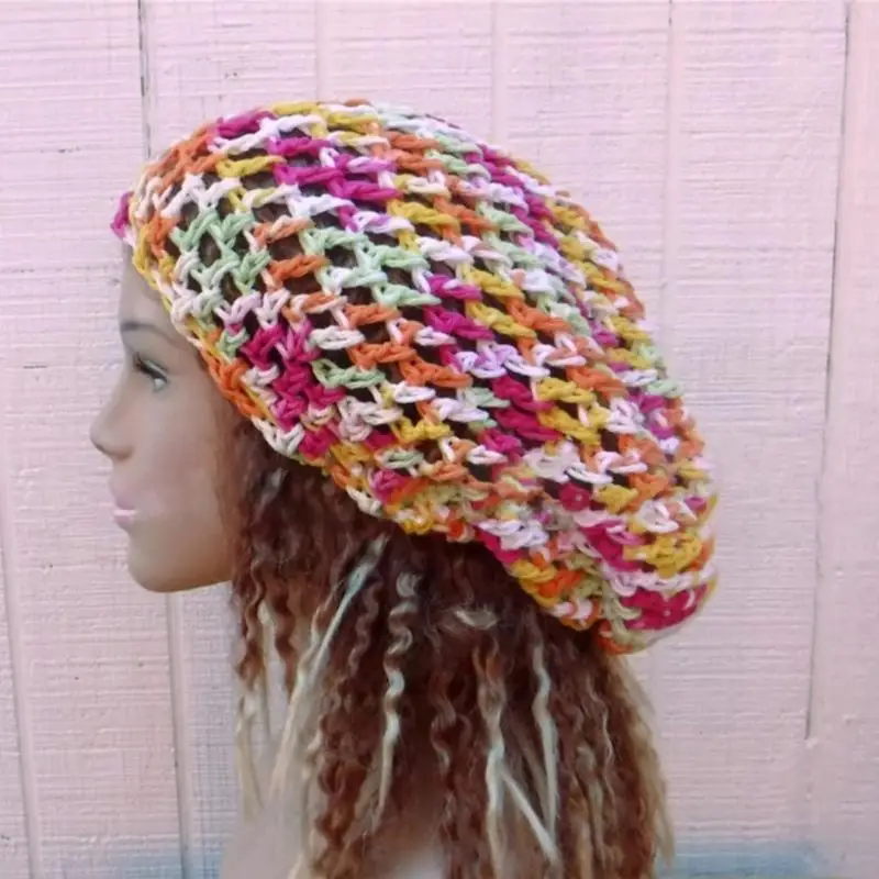P8DB Baggy Slouchy Skull Hat Warm Chunky Cable Knit Hat Skullies