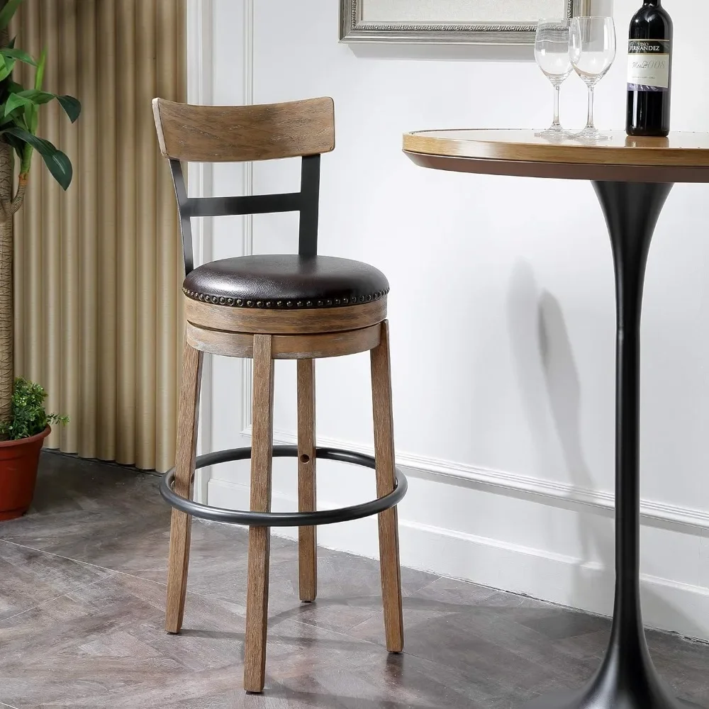 

Bar Stools, Swivel Pub Bars Chair with Back, 29 Inch Kitchen Island Seat, Bar Stools