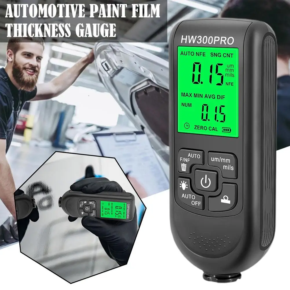 

HW-300PRO Auto Thickness Gauge Digital Coating Car Paint Thickness Tools Russian 0.1micron/0-2000 Film Measuring Tester Pai G1S0