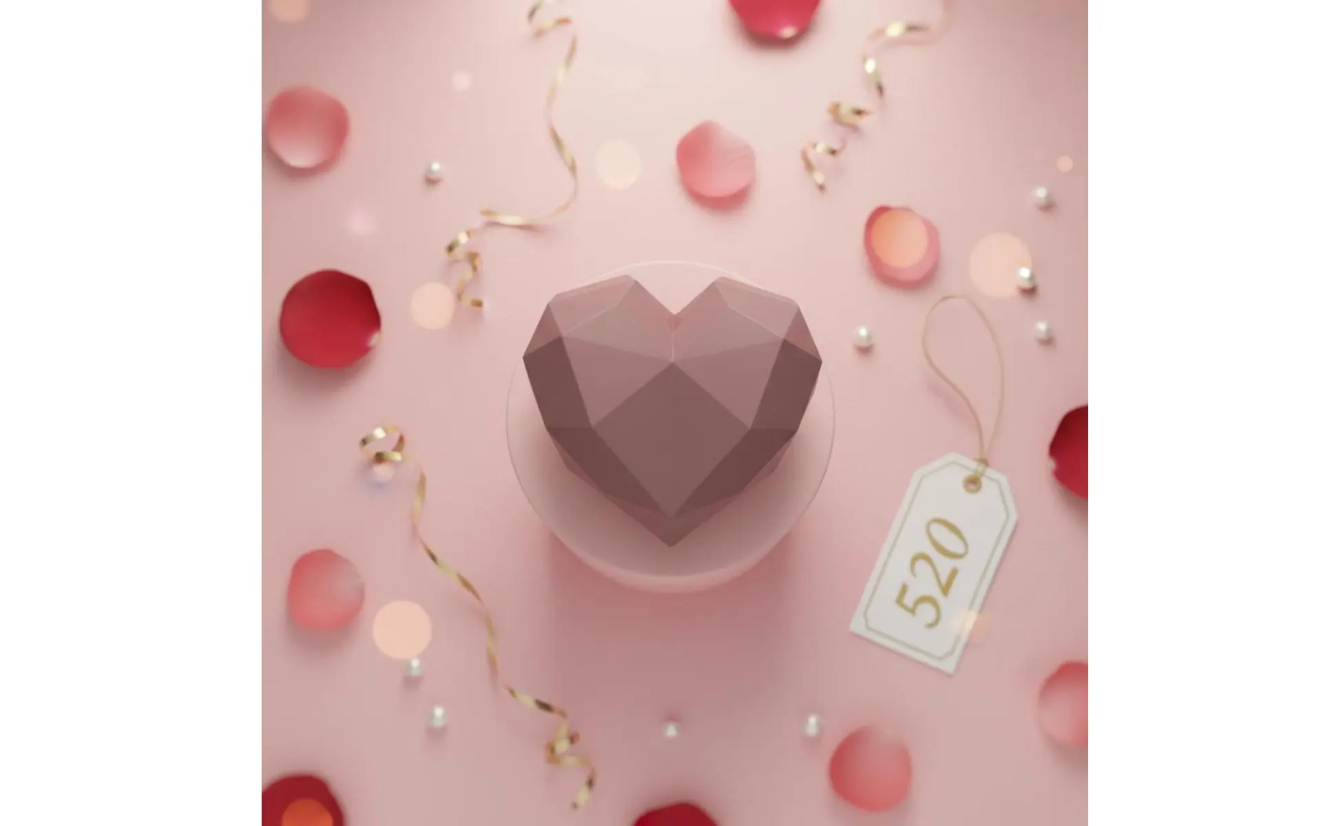 Heart Shaped Gift Box Waterproof Plastic Flower Box Faceted Design Flower Container Recyclable for Partners, Anniversary