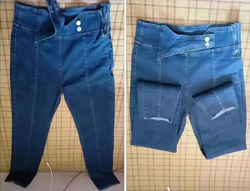 Jeans Pinggang Tinggi Desain Chic 