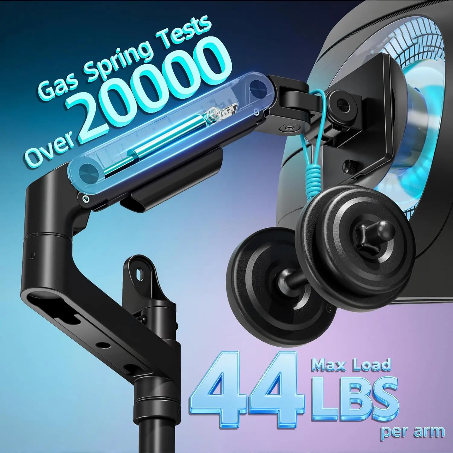 Dual Monitor Wall Mount for 17-49 Inch Ultrawide Screens, Heavy Duty Wall Mount Monitor Arm Holds 44 lbs Each, Fully Adjustable