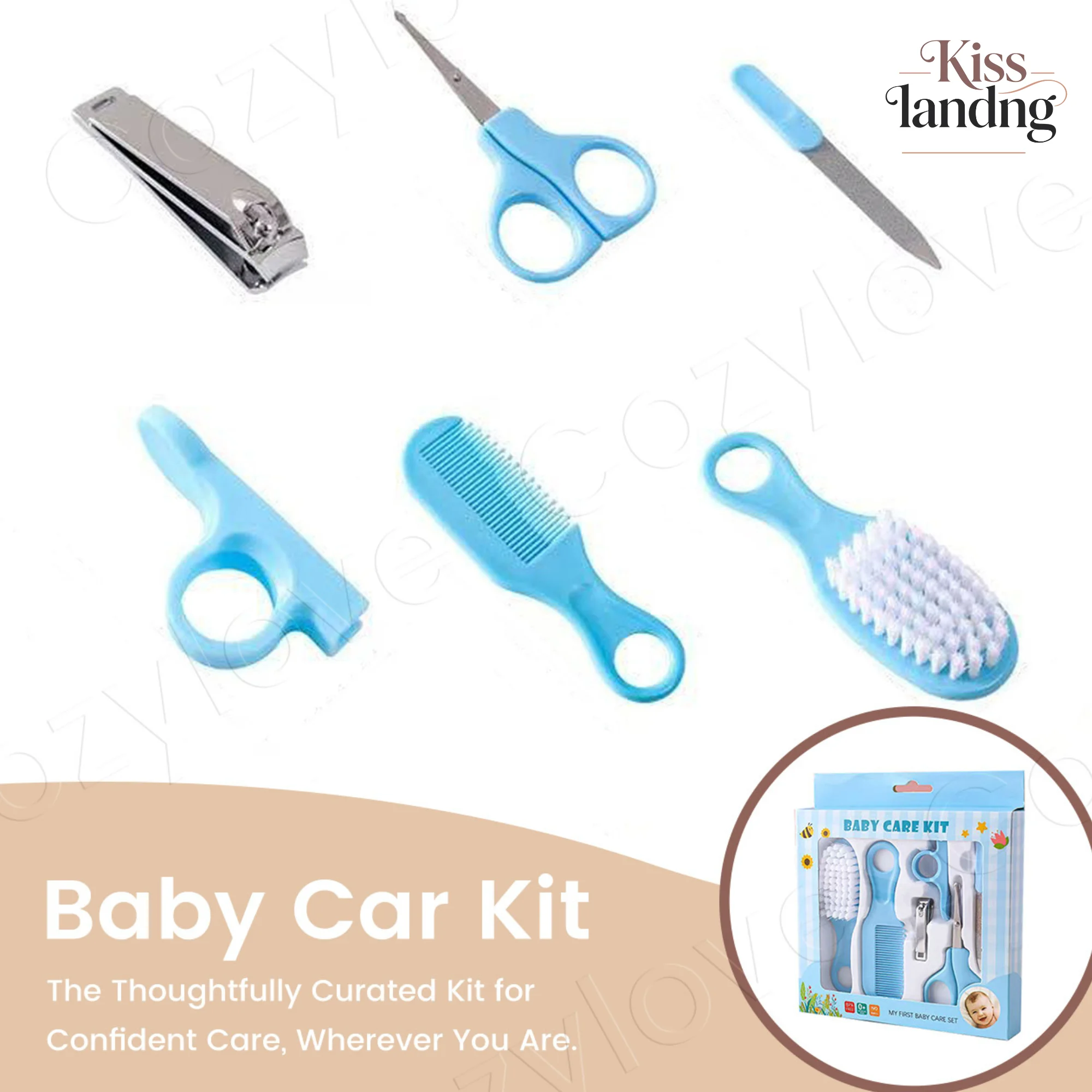 Infant Nail Care & Grooming Essentials Kit with Clipper, Scissors, Brush, and Comb