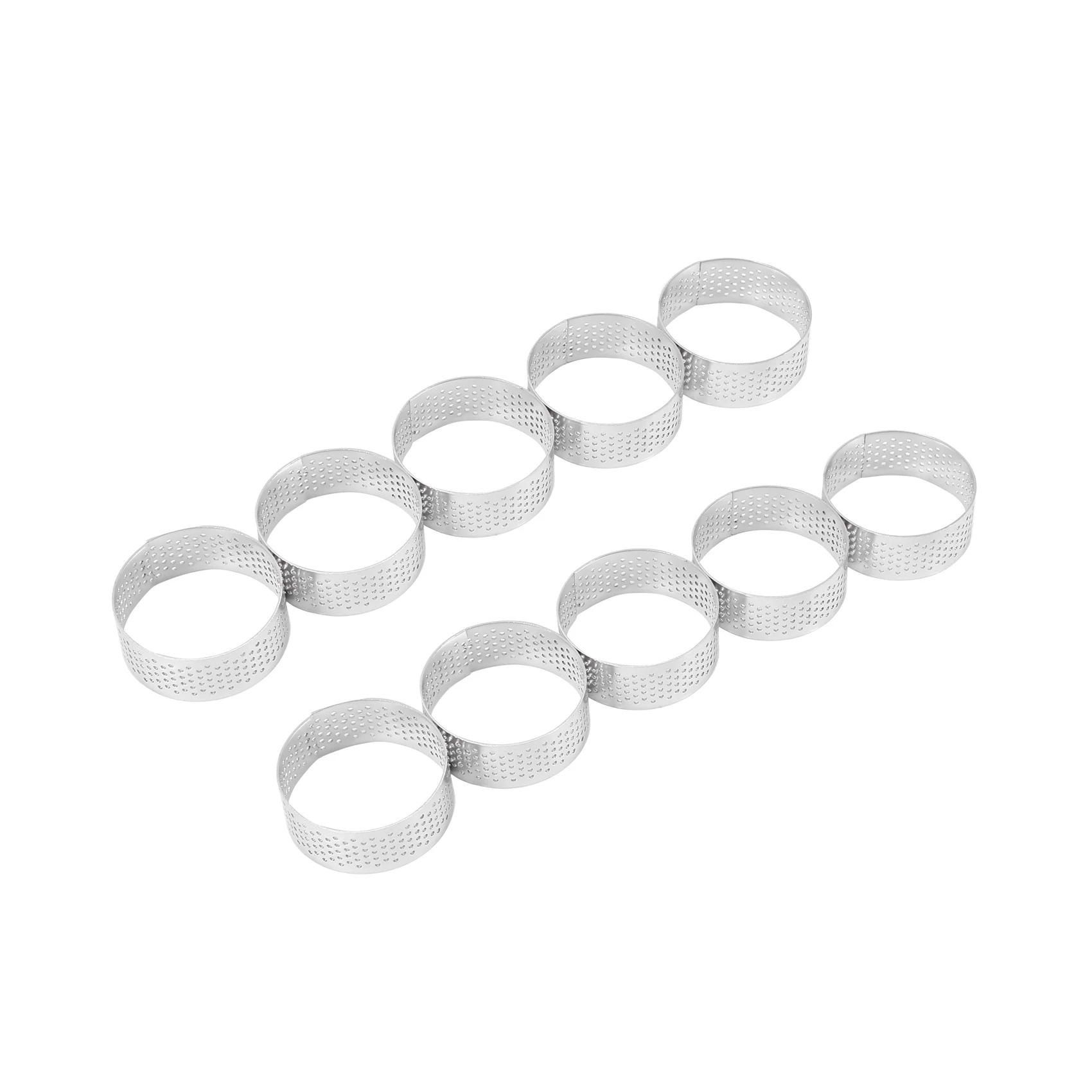 12 Pack 6Cm Stainless Steel Tart Ring Heat-Resistant Perforated Cake Mousse Ring Round Baking Doughnut Tools