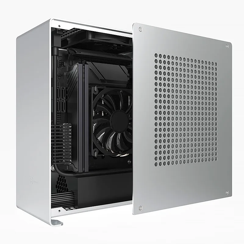 ZZAW A1P MINI-ITX Computer Case All Aluminum Desktop Office Small Chassis Silver Support FLEX 1U Power Supply PC Case