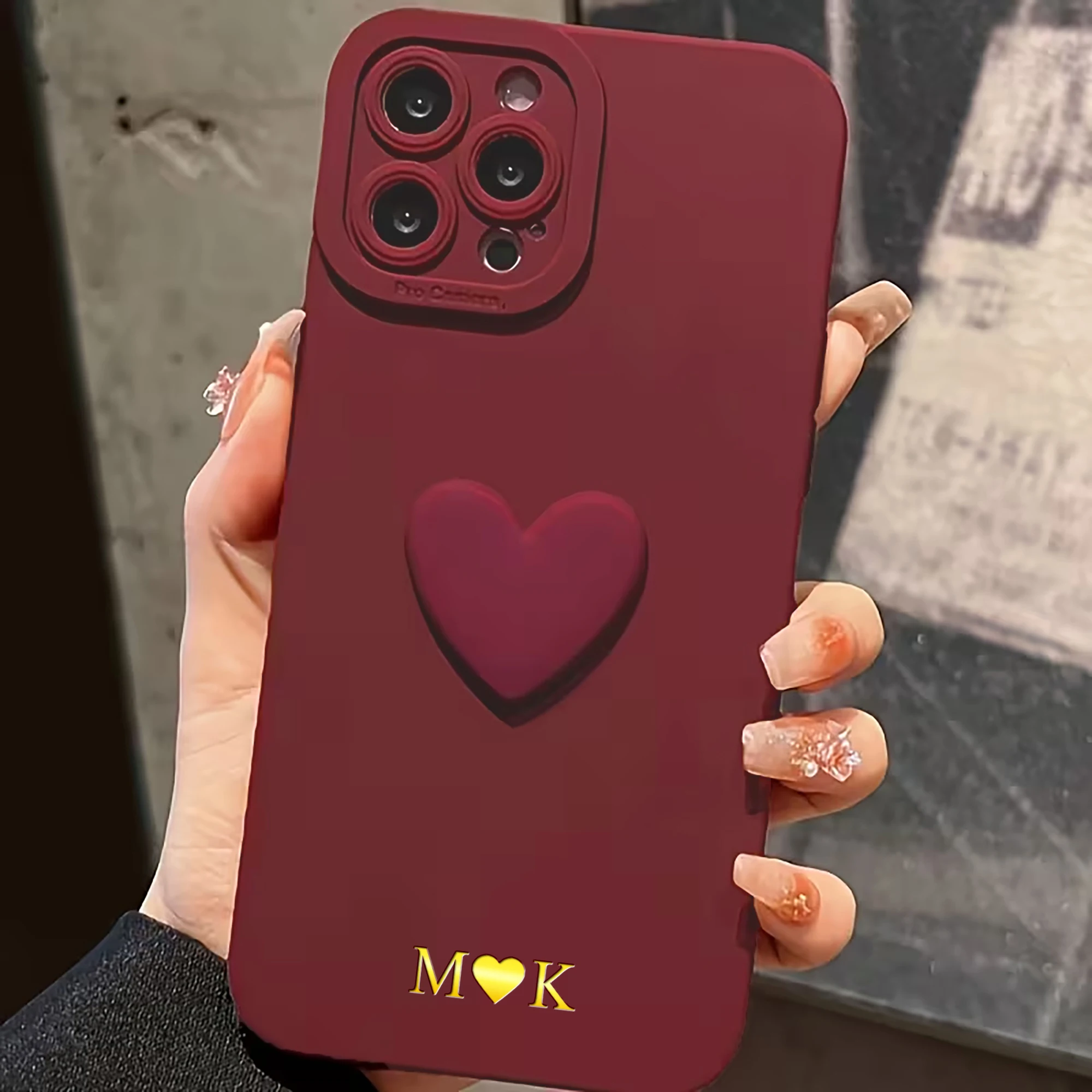 Personalized Stylish Custom Name Acrylic Heart TPU Case for iPhone