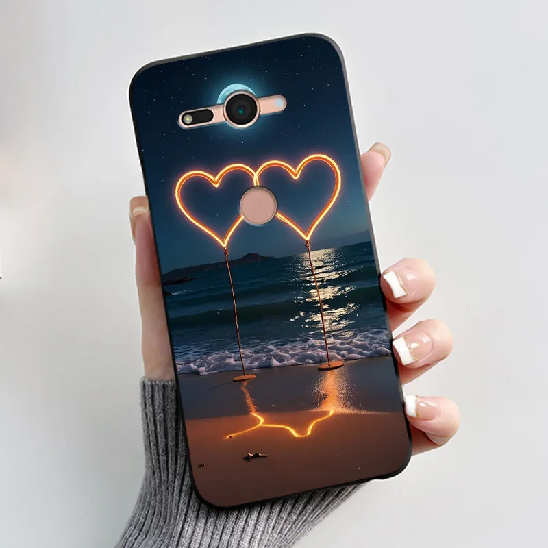  Xperia XZ2 컴팩트/SO-05K 보호용 충격 방지 소프트 커버용 귀여운 블랙 케이스 전화 케이스 사랑스러운 푹신한 흰색 토끼