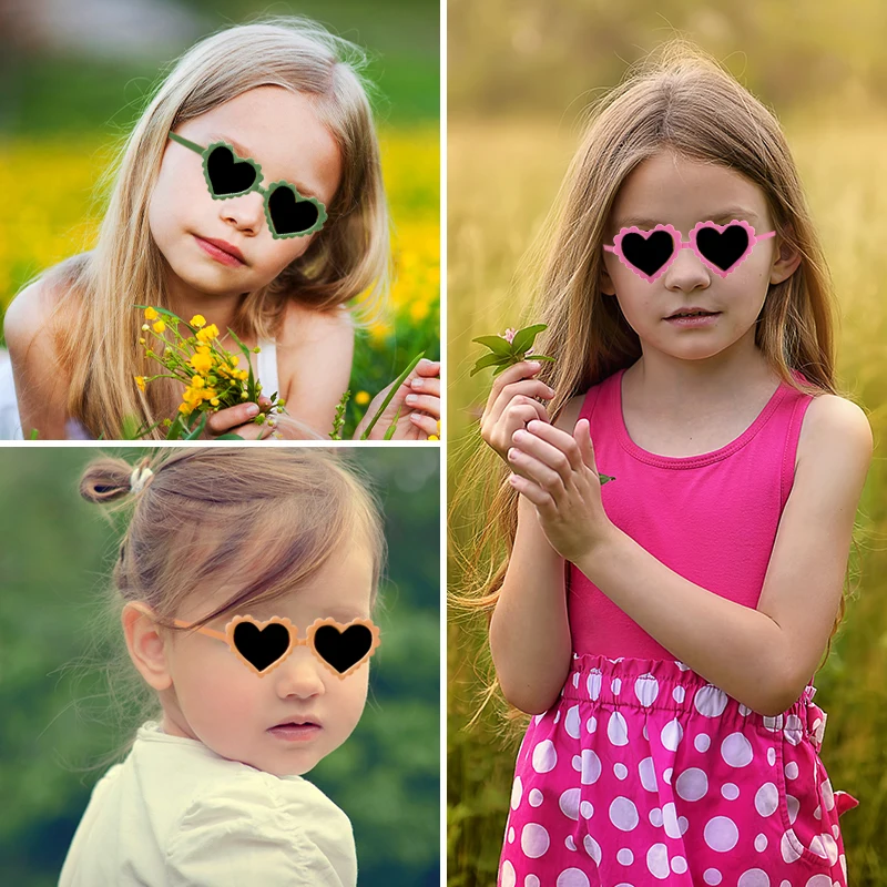 Kids Sunglasses Children Sunglasses Children Girls Polycarbonate Heart Shape Vintage UV400 Polarized Sunglasses