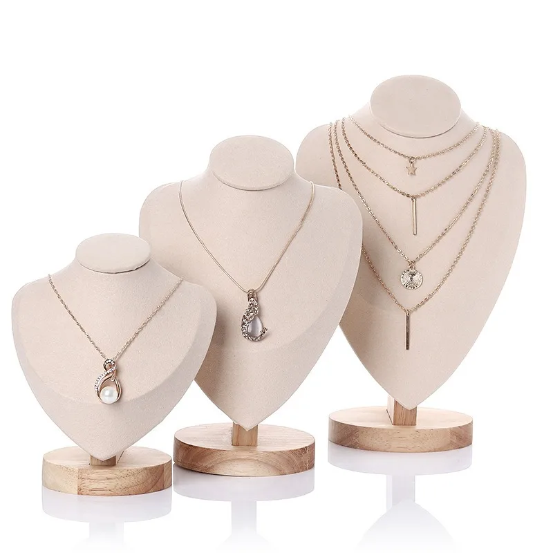 Busto de maniquí de madera, soporte de exhibición para collar, modelo de retrato, colgante para el cuello, estante de almacenamiento de joyería, accesorios de escaparate de ventana, 1 ud.