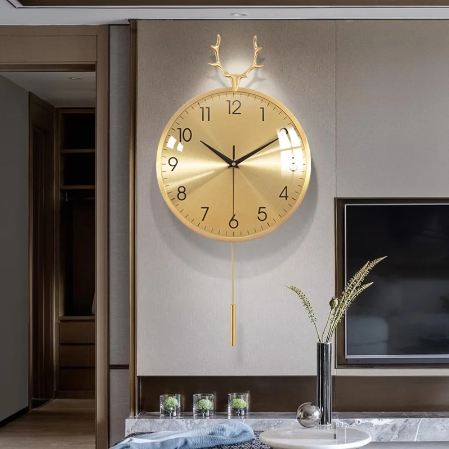 

Gift Living Room Wall Clock Decoration Hand Round Elegant Wall Clock Home Number Gold Modern Fashion Designer Relojes Home Decor