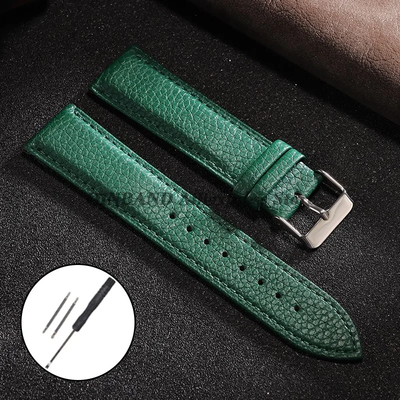 Litchi Pattern Leather Watch Band Bracelet - Versatile Sport Wrist Strap