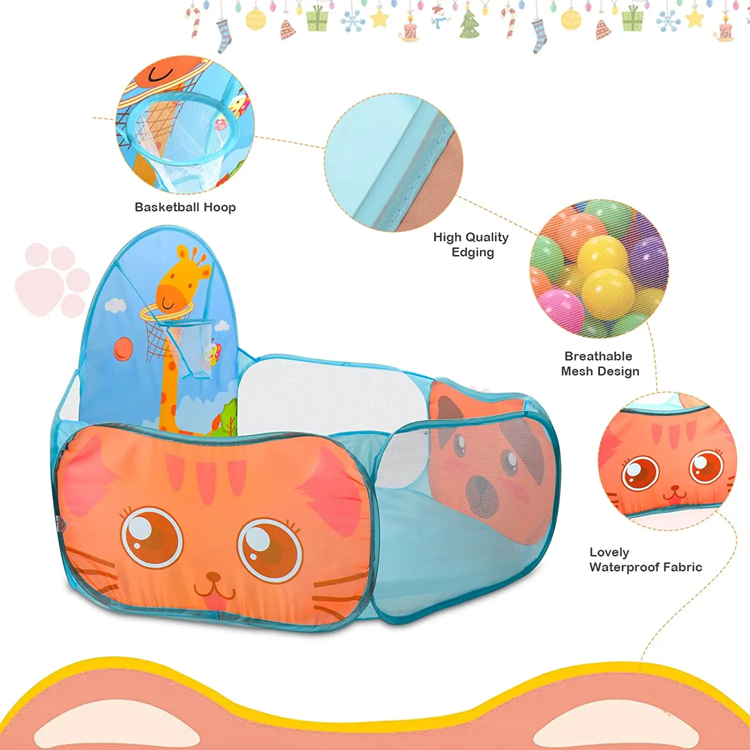 1.2M Cartoon Ball Pit Pool Portable Foldable Children Indoor Ocean Ball Pit Playpen Tent Outdoor Sports Educational Toy For Kids 3