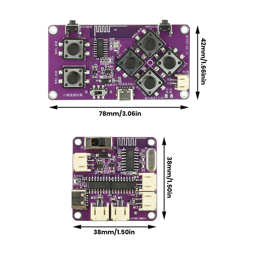 Kit télécommande 2.4G 4 canaux pour robot tank RC - 100m