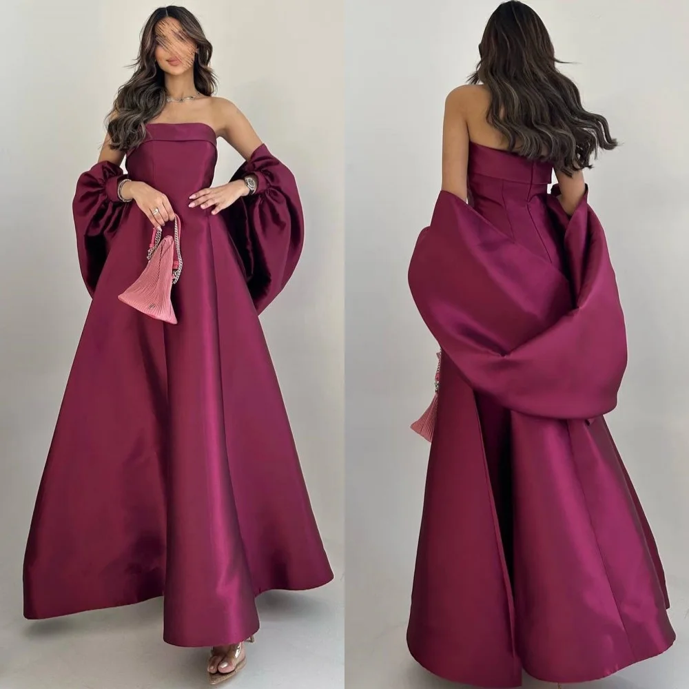 

Pastrol Satin Ruched A-line Off-the-shoulder Midi Dresses Quinceanera Dresses Unisex Chinese Style Formal Casual Simple Retro