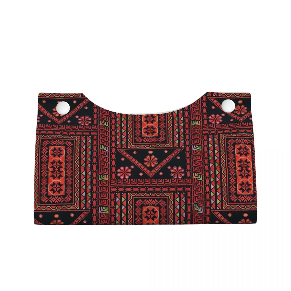 Custom Three Flowers Palestinians Tissue Box Cover for Office Tatreez Folk Art Rectangular PU Leather Facial Tissue Box Holder 2