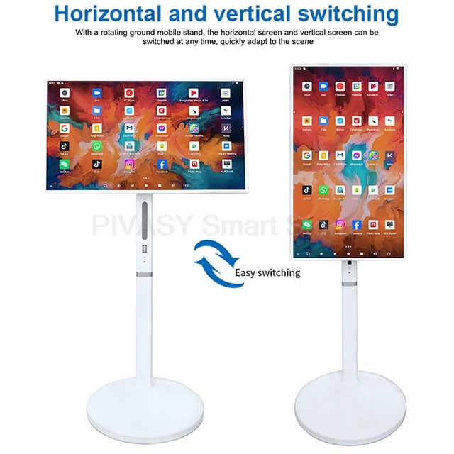 Tablet Mobile Batteria da 27 pollici Android Smart TV Video Fitness Girevole Touch Screen Mobile portatile con supporto da pavimento interattivo 2