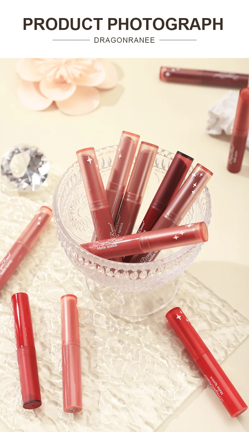 Matte Lipstick Long Lasting Tinted Lip Balm Nude Bean Paste 12 Colors_voghion.com