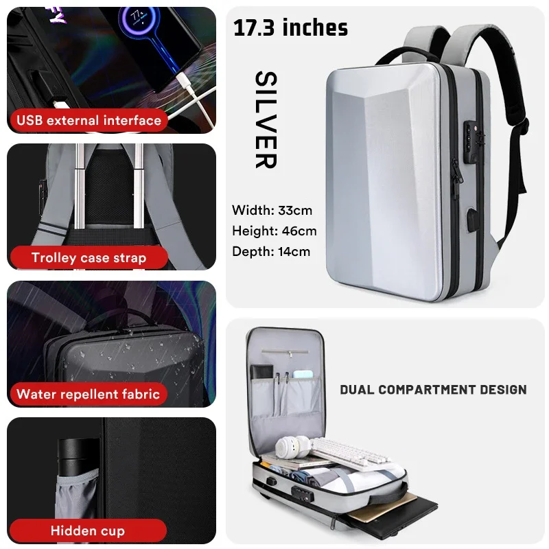 17.3インチハードシェルラップトップバックパック防水ゲームラップトップバッグメンズブラック CX-ykbbs-FBA ハードシェルバックパック ハードシェルバックパック