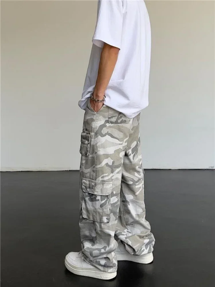 Pantaloni cargo da uomo Pantaloni mimetici mimetici da uomo Pantaloni dritti multitasche multitasche Designer di strada hip-hop con tendenza popolare - immagine 4