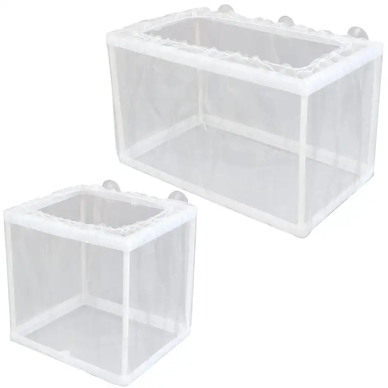 Aquarium Breeder Box Mesh Box Fish Breeding Tanks Fry Hatchery Juvenile Separation Net with Suction Cups for Guppy
