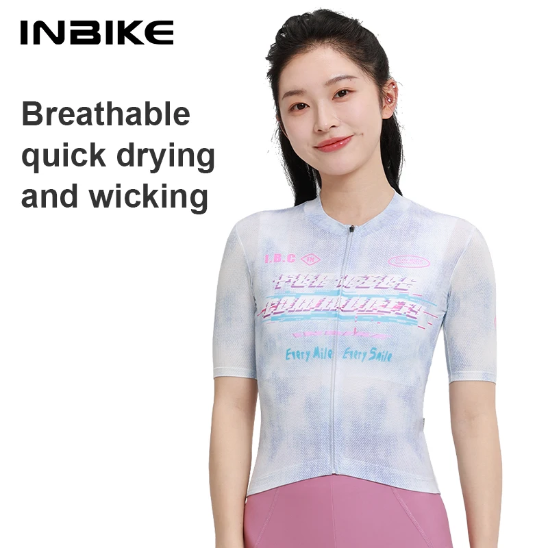INBIKE Women's Cycling Short Sleeve Breathable Bicycle Sweatshirt Full Zipper for Outdoor Cycling
