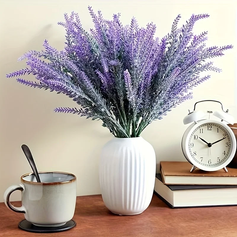 

6 Bundles Artificial Lavender Flowers For Bouquets, Fake Wild Stems For Wedding, Faux Table Centerpieces, Door Wreaths (14x2x3 I