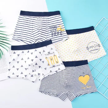 4 pezzi biancheria intima per neonati e ragazzi 100% cotone slip per ragazzini morbido boxer spogliato blu per bambini quattro angoli 2-6-16 anni 1