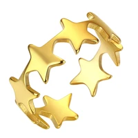 Stainless Steel Open Adjustable Star Rings Women Bohemia Jewelry Stackable Ring Bague 2