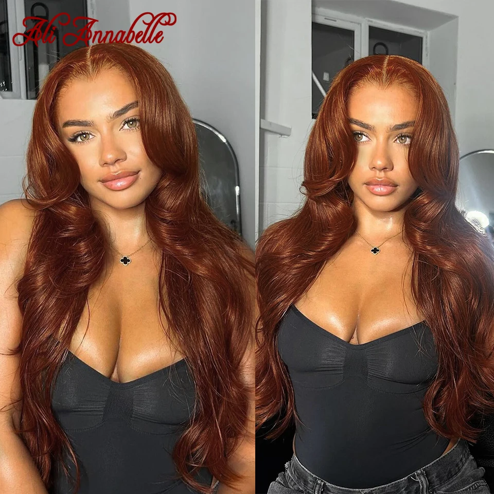 Reddish Brown Colored Body Wave Hair Wigs For Woman 13x4 lace Lace Frontal Wigs Lace Front Pre Plucked Brazilian Remy Hair